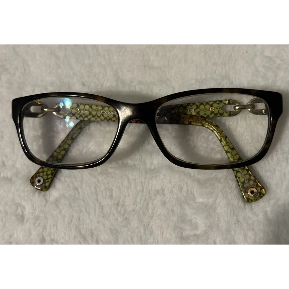 Coach HC6052 Fannie eyewear, 52-16-135 eyeglass Tortoise / Green plastic frame